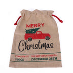 Sacco in juta stampa Merry Christmas con lacci rossi, 56x38 cm (kit da 5)