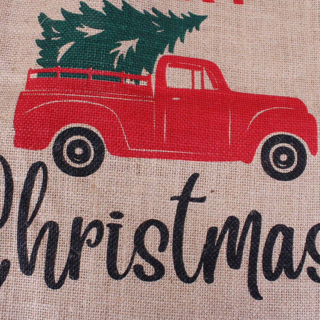Sacco in juta stampa Merry Christmas con lacci rossi, 56x38 cm (kit da 5)