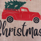Sacco in juta stampa Merry Christmas con lacci rossi, 56x38 cm (kit da 5)