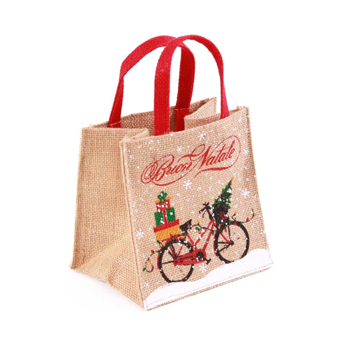 Borsina in juta Buon Natale, 15x12H15 cm (kit da 10)