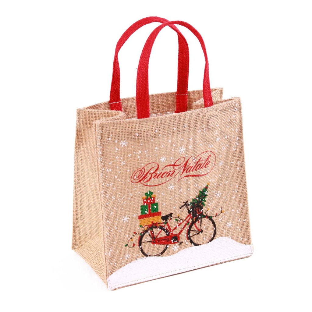 Borsina in juta Buon Natale, 20x12x20 cm (kit da 10)