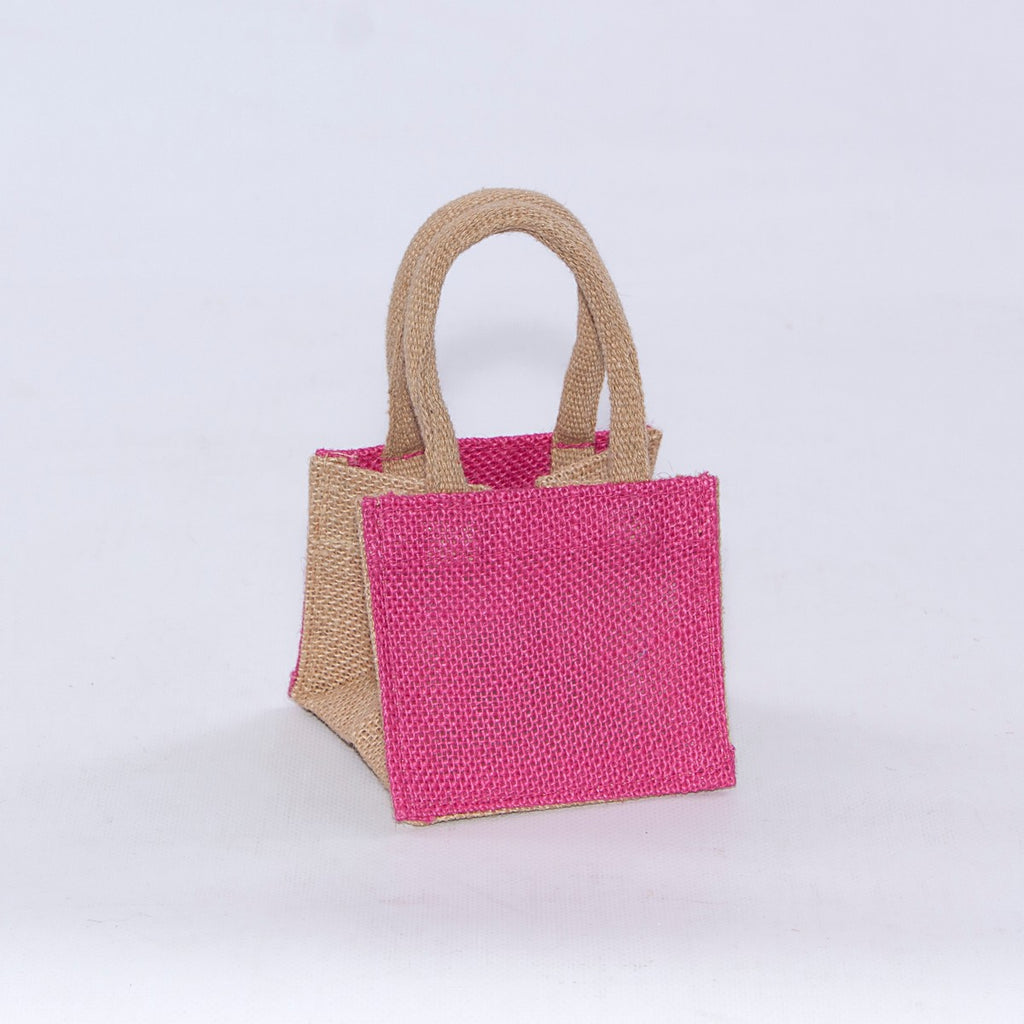 Borsina fucsia in juta, 11x11H10 cm (kit da 10)