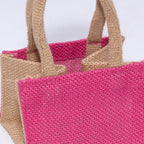 Borsina fucsia in juta, 11x11H10 cm (kit da 10)
