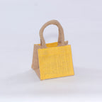 Borsina in juta gialla con doppio manico, 11x11x10 cm (kit da 10)