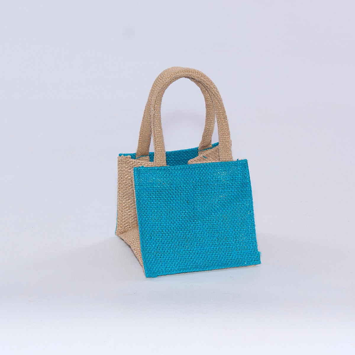 Borsina turchese in juta, 11x11H10 cm (kit da 10)