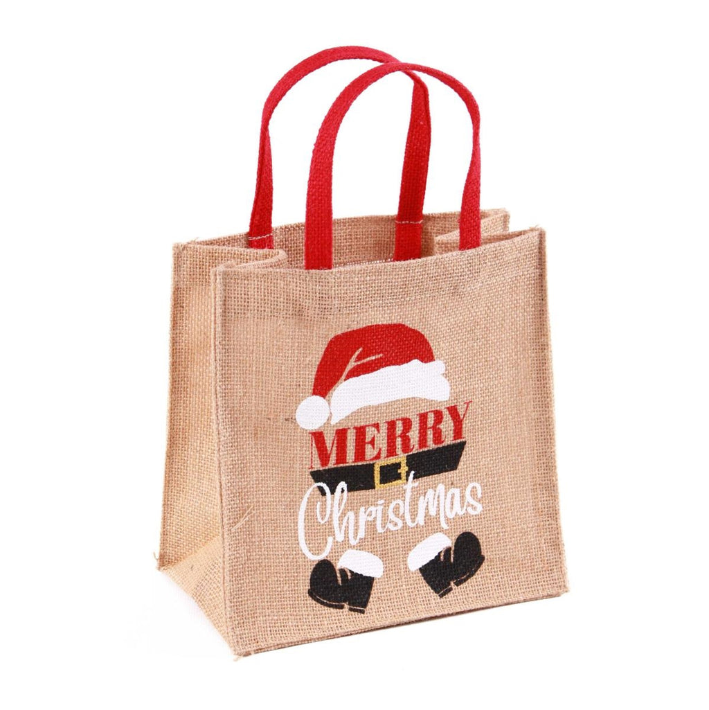 Borsina in juta Merry Christmas, 20x12x20 cm (kit da 10)