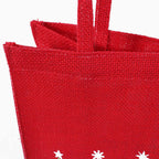 Borsina in juta rossa con stampa ad alberi verdi, 25x15H25 cm (kit da 5)