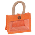Borsina in juta arancione con finestra, 18x10H13 cm (kit da 10)
