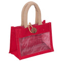 Borsina in juta rossa con finestra, 18x10H13 cm (kit da 10)