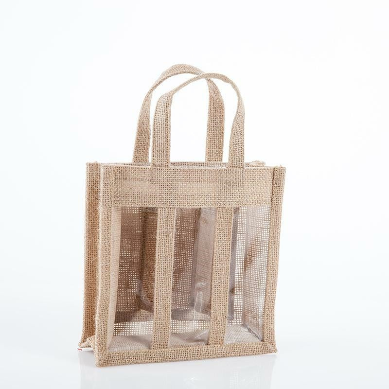 Shopper in juta con finestra, 19x7H19 cm (kit da 10)