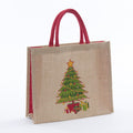 Borsina natalizia in juta con albero, 30x12x35 cm (kit da 5)