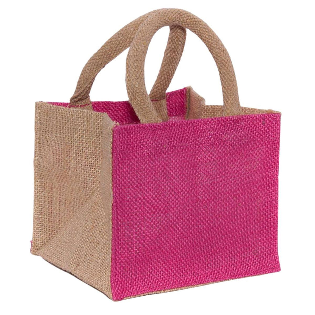 Borsina in juta fucsia, 16x16H14 cm (kit da 10)