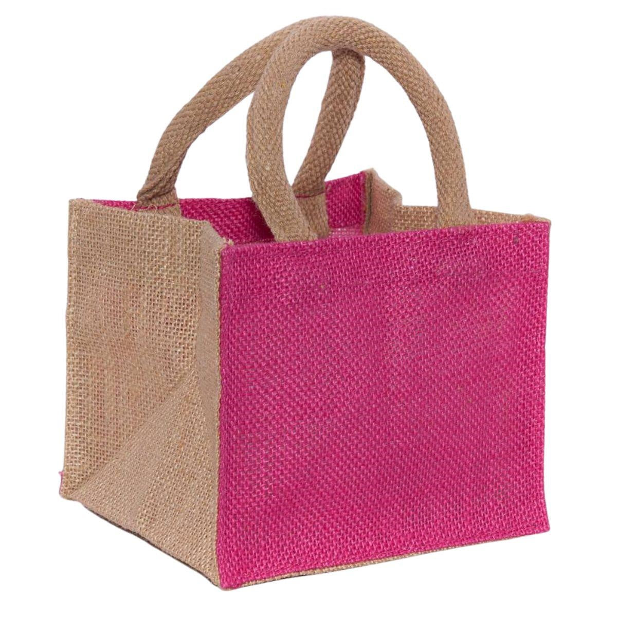 Borsina in juta fucsia, 16x16H14 cm (kit da 10)