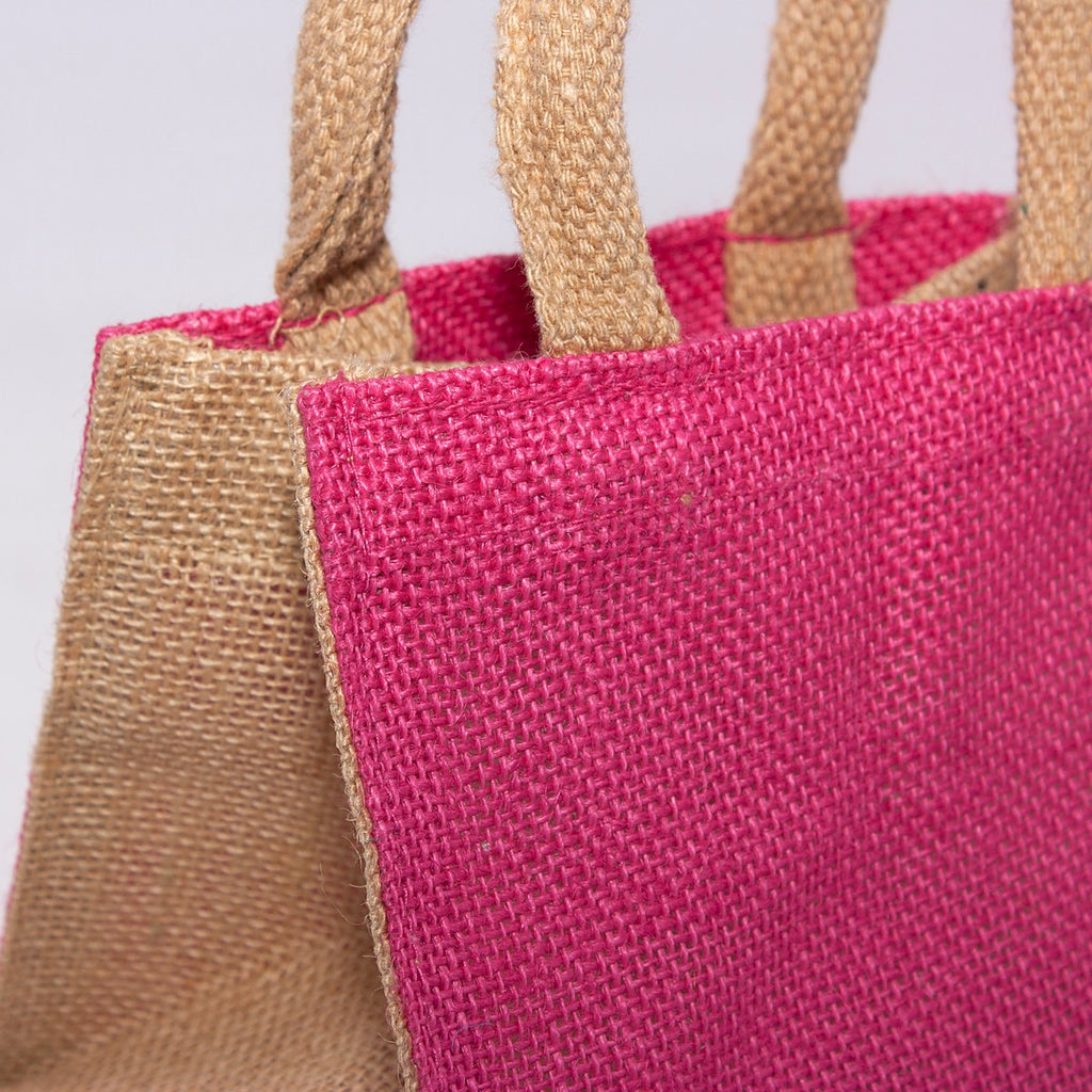 Borsina in juta fucsia, 16x16H14 cm (kit da 10)