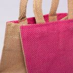 Borsina in juta fucsia, 16x16H14 cm (kit da 10)
