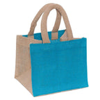 Borsina turchese in juta, 16x16x14 cm (kit da 10)