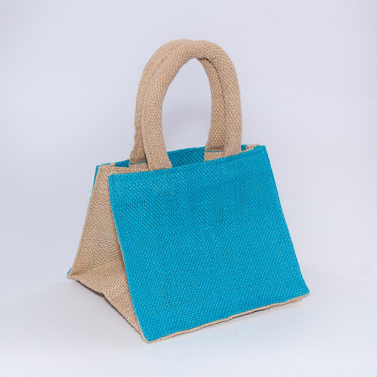 Borsina turchese in juta, 16x16x14 cm (kit da 10)