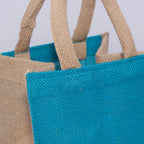 Borsina turchese in juta, 16x16x14 cm (kit da 10)