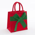 Borsina in juta rossa con fiocco verde, 20x12H20 cm (kit da 5)