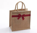 Borsina in juta naturale con decoro rosso, 25x15x25 cm (kit da 10)