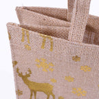 Borsina in juta naturale con stampa renne oro, 25x15x25 cm (kit da 5)