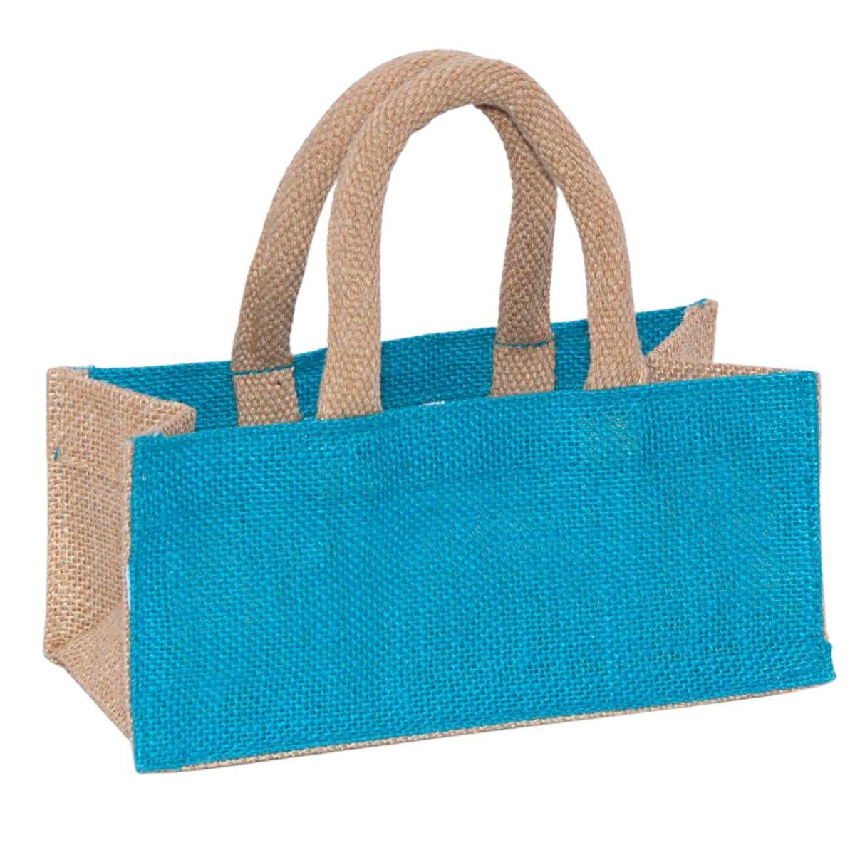 Borsina in juta turchese, 21x11H10 cm (kit da 10)