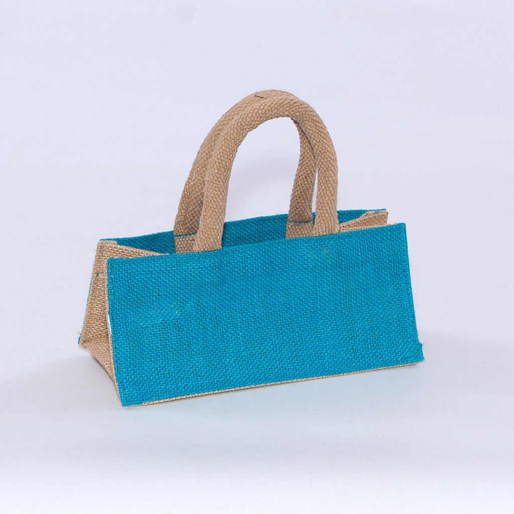 Borsina in juta turchese, 21x11H10 cm (kit da 10)