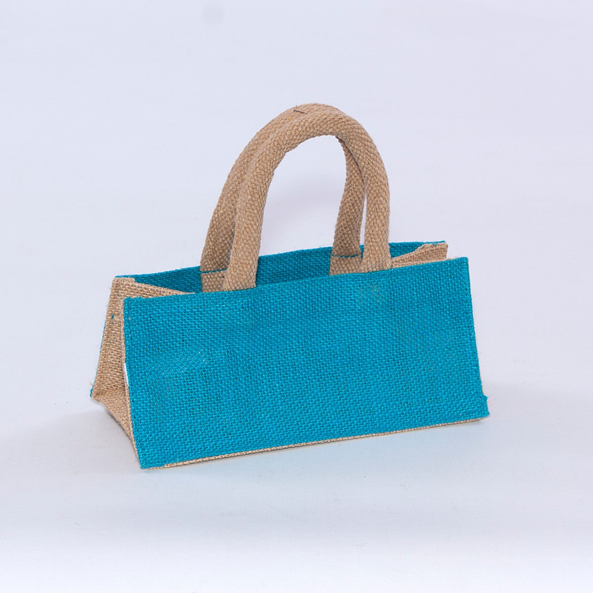 Borsina in juta turchese, 21x11H10 cm (kit da 10)