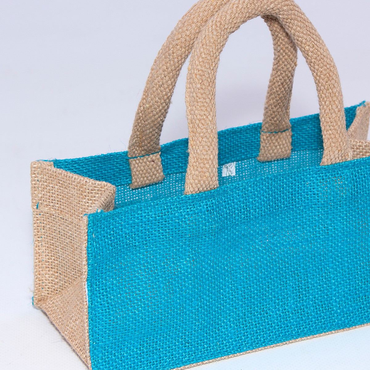 Borsina in juta turchese, 21x11H10 cm (kit da 10)