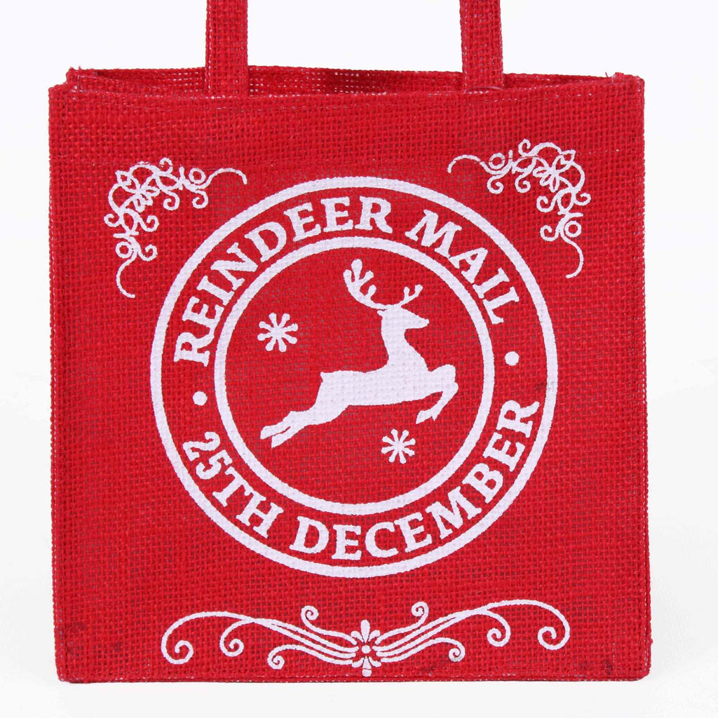 Borsina in juta rossa Reindeer Mail, 20x12H20 cm (kit da 10)