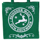 Borsina in juta verde con scritta Reindeer Mail, 15x12H15 cm (kit da 10)