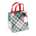 Borsina in juta verde con stampa scozzese, 15x12H15 cm (kit da 10)