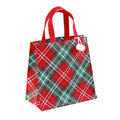 Borsina in juta scozzese rossa e verde, 15x12x15 cm (kit da 10)