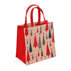 Borsina in juta rossa con alberi, 20x12H20 cm (kit da 10)