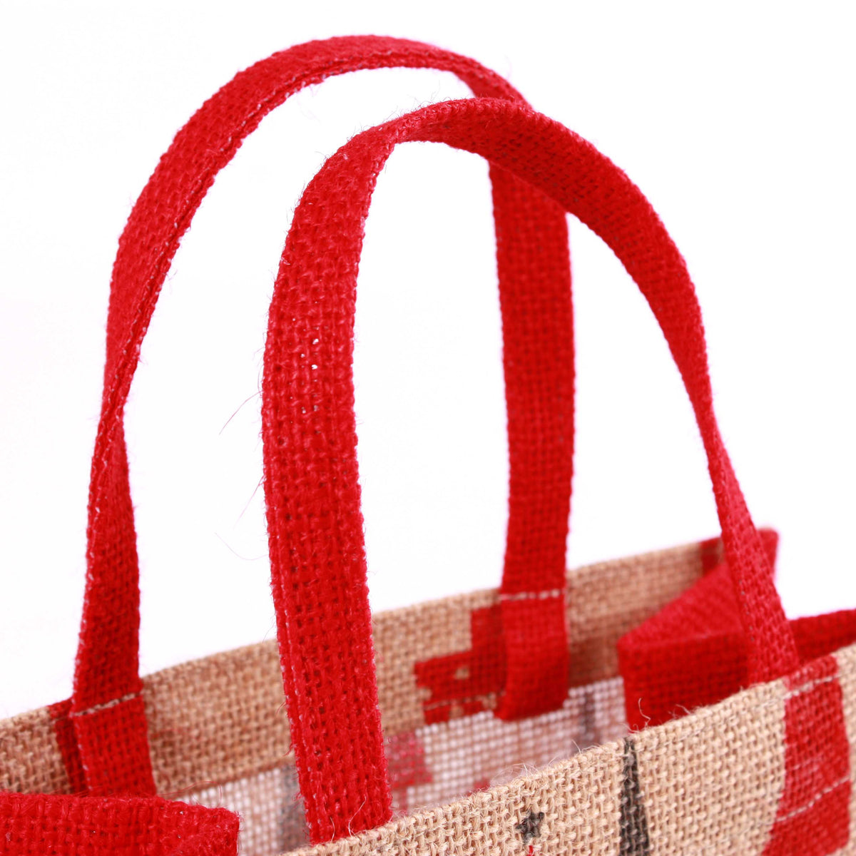 Borsina in juta rossa con alberi, 20x12H20 cm (kit da 10)