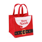 Borsina in juta rossa Buon Natale, 15x12x15 cm (kit da 10)
