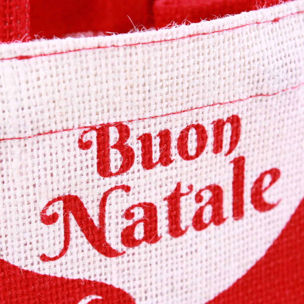 Borsina in juta rossa Buon Natale, 15x12x15 cm (kit da 10)