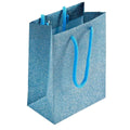 Shopper blu con glitter, 21H25 cm, set di 6 (kit da 3)