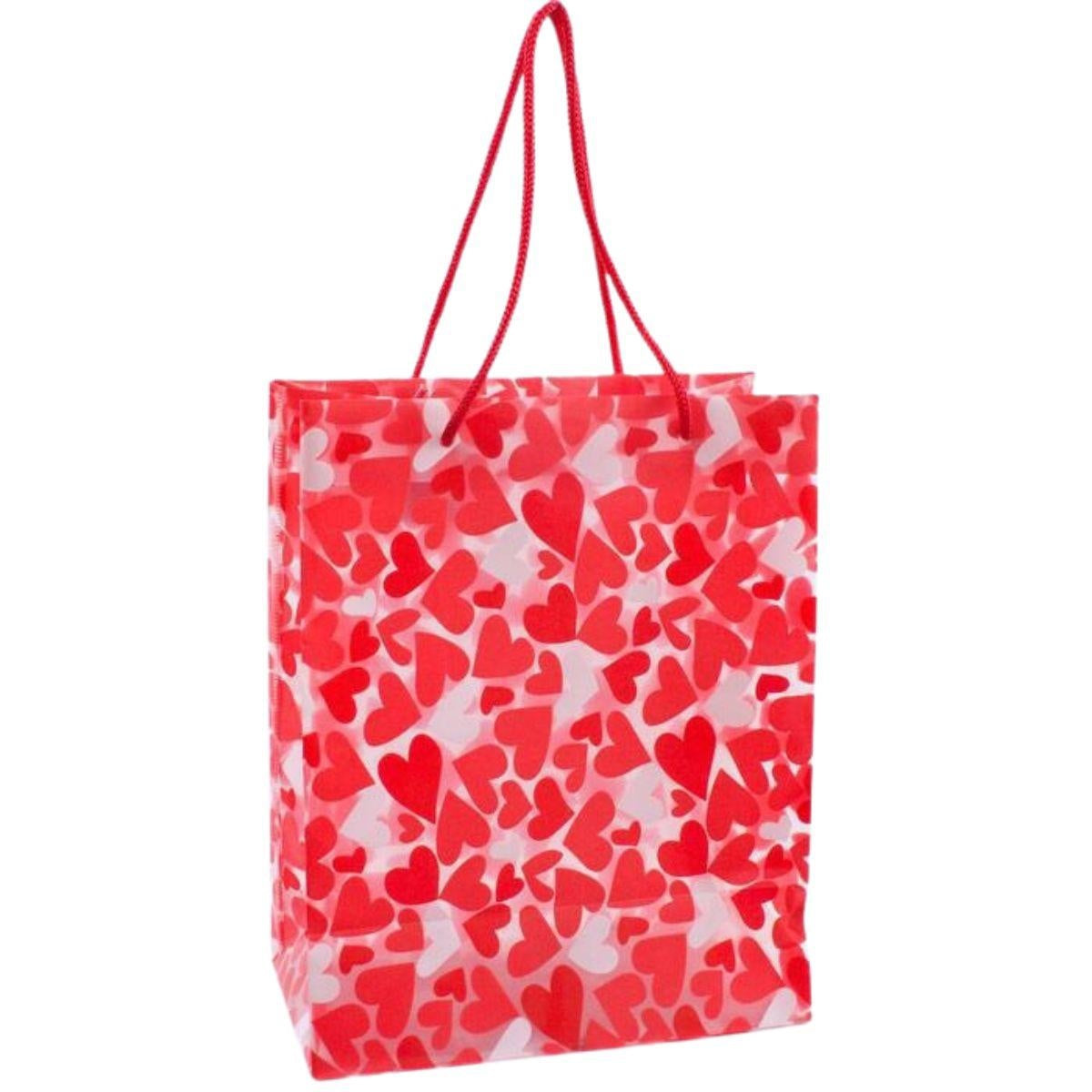 Shopper in pvc con stampa cuori in confezione da 6, 20H11 cm