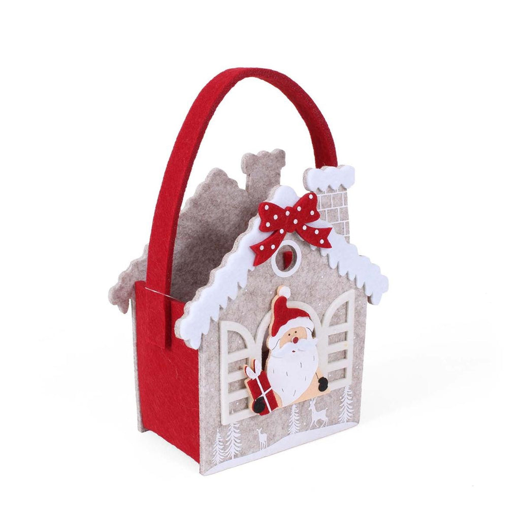 Borsina in feltro casa di Babbo Natale, 17x9H19 cm (kit da 5)