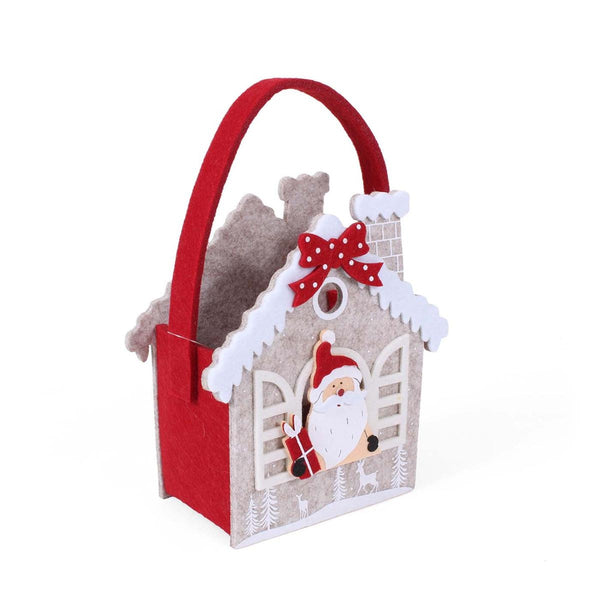 Borsina in feltro casa di Babbo Natale, 17x9H19 cm (kit da 5)