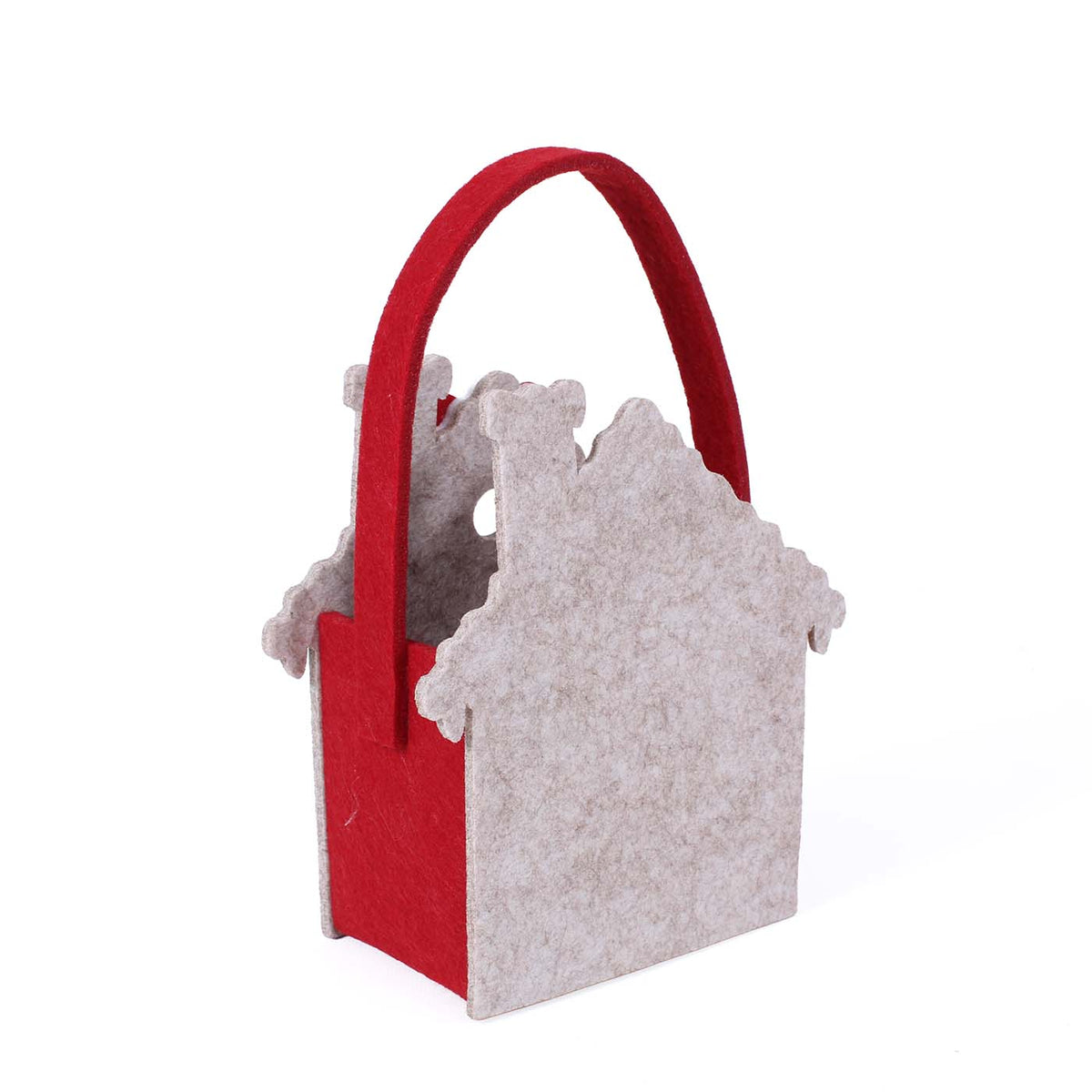 Borsina in feltro casa di Babbo Natale, 17x9H19 cm (kit da 5)