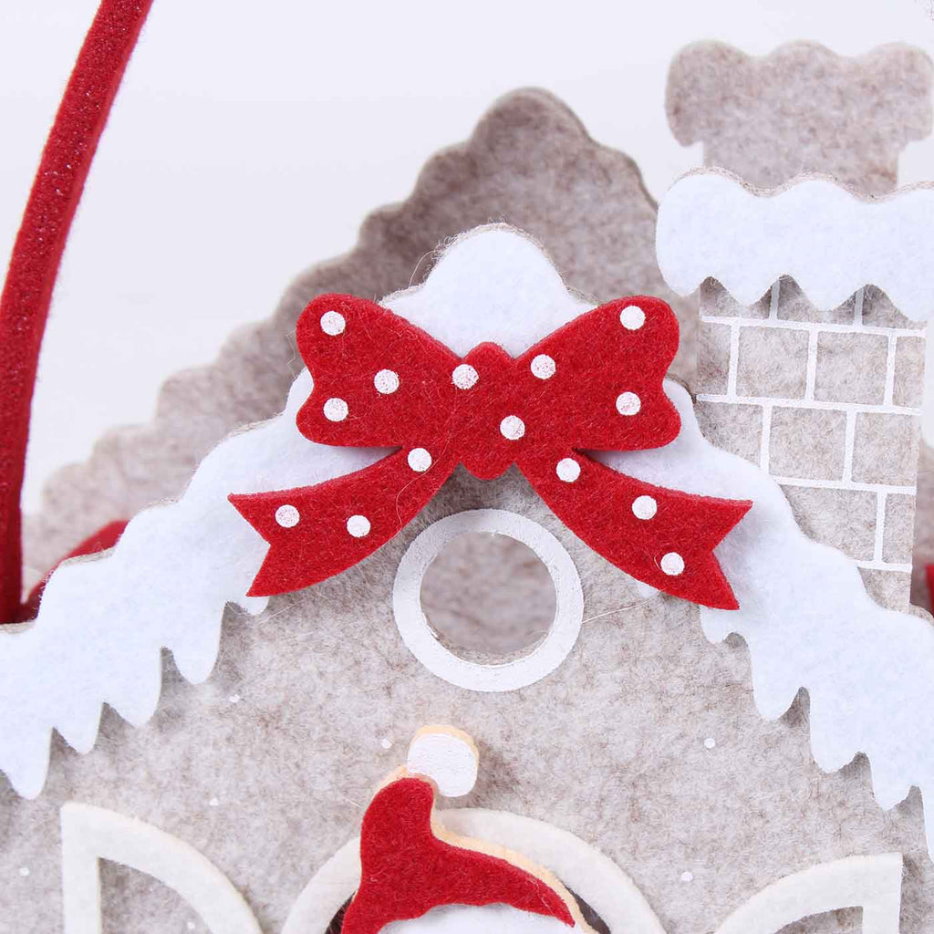 Borsina in feltro casa di Babbo Natale, 17x9H19 cm (kit da 5)