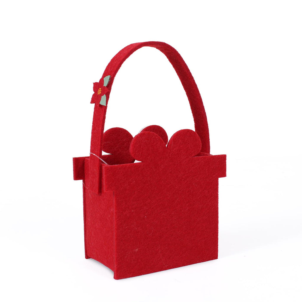 Borsina in feltro rosso Pacco Dono, 12x7H12 cm (kit da 10)