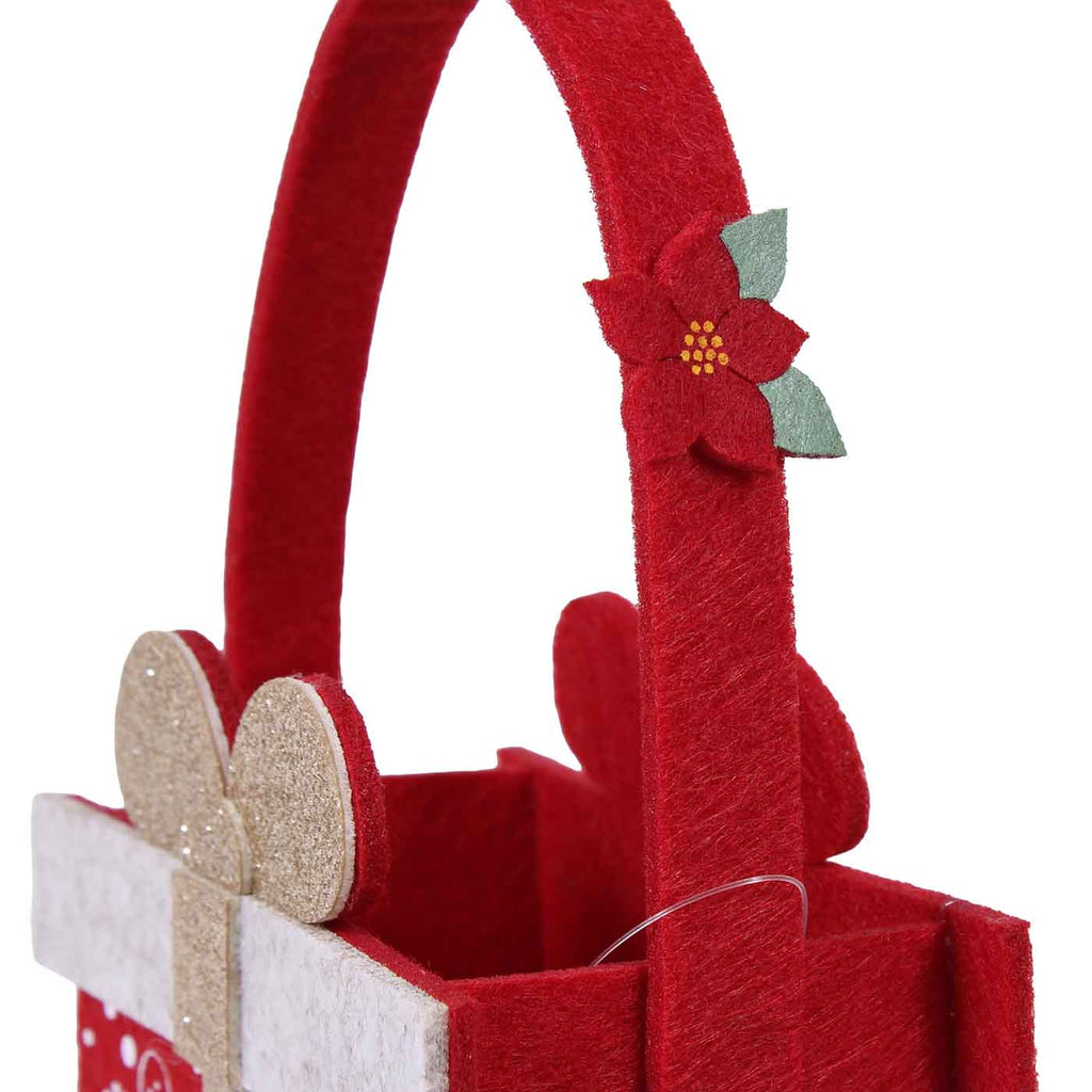 Borsina in feltro rosso Pacco Dono, 12x7H12 cm (kit da 10)