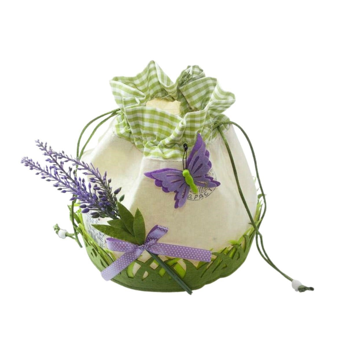 Sacchetto in panno con decoro lavanda, 16x20 cm (kit da 5)