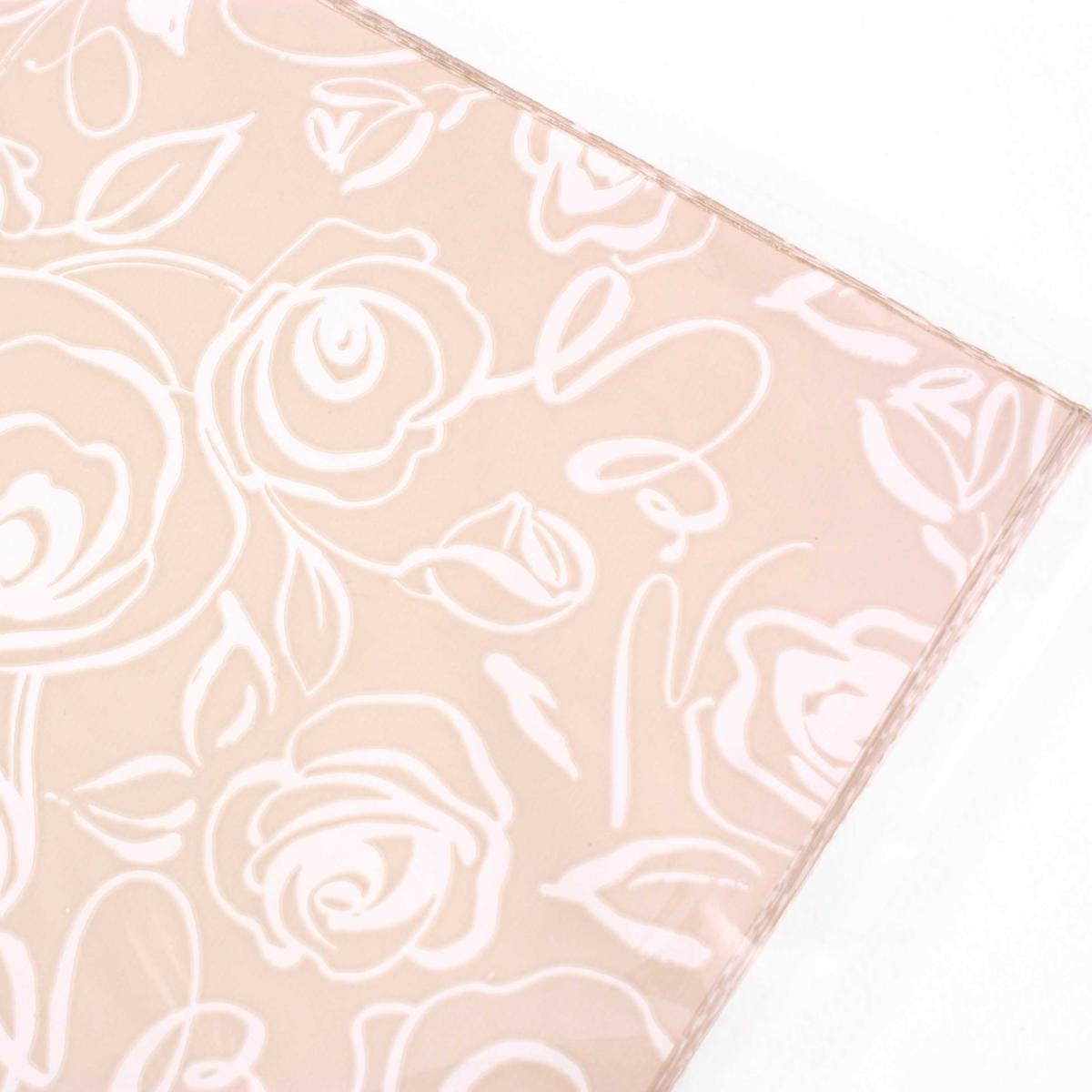 Busta in carta perlata sabbia con stampa rose, 20x35 cm (kit da 3)