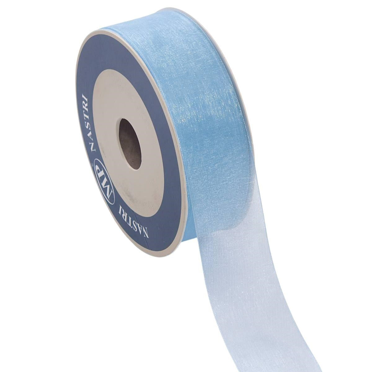 Nastro da confezione in organza azzurra animata, 40x50 mt (kit da 3)