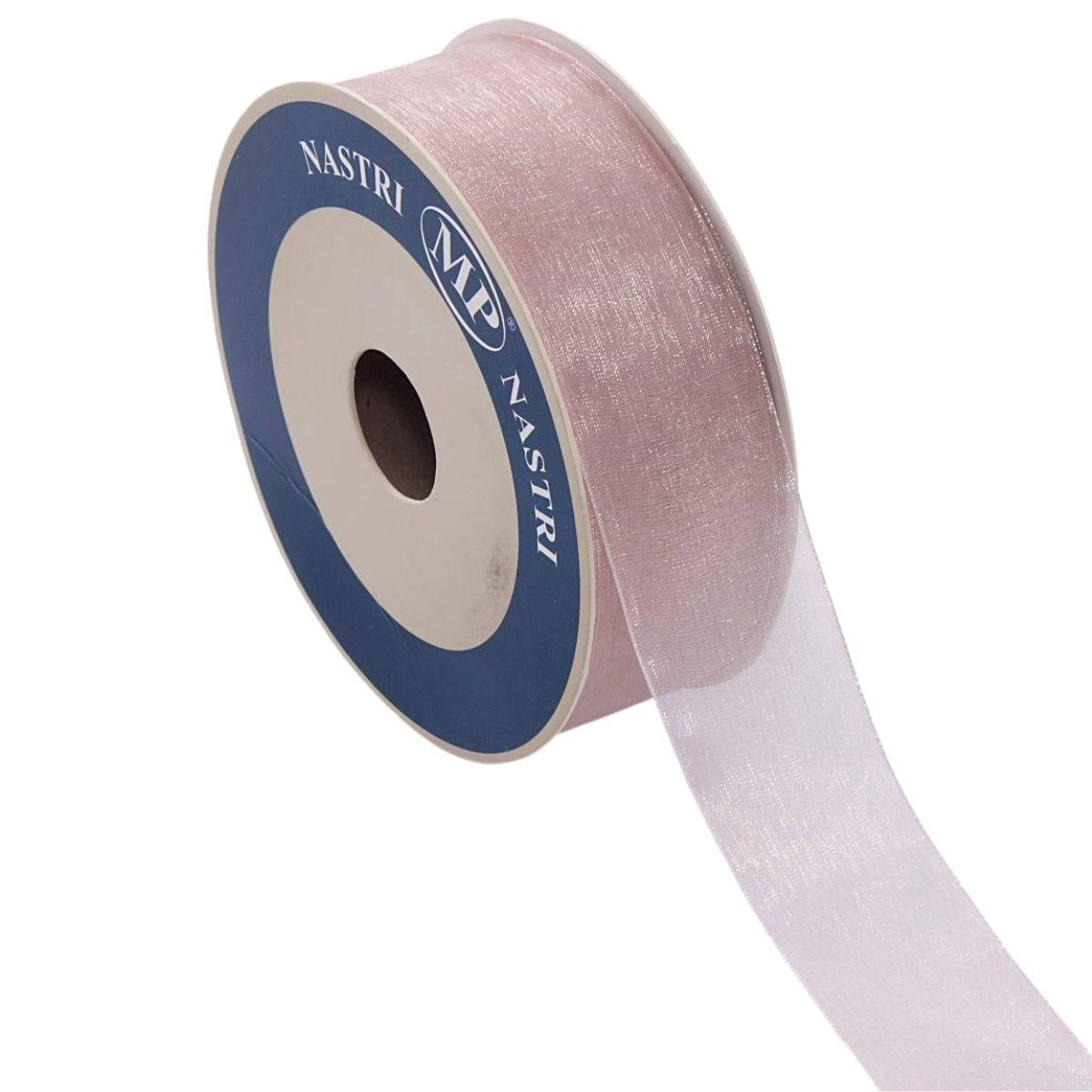 Nastro di organza rosa skin, 4 cm x 50 m (kit da 3)