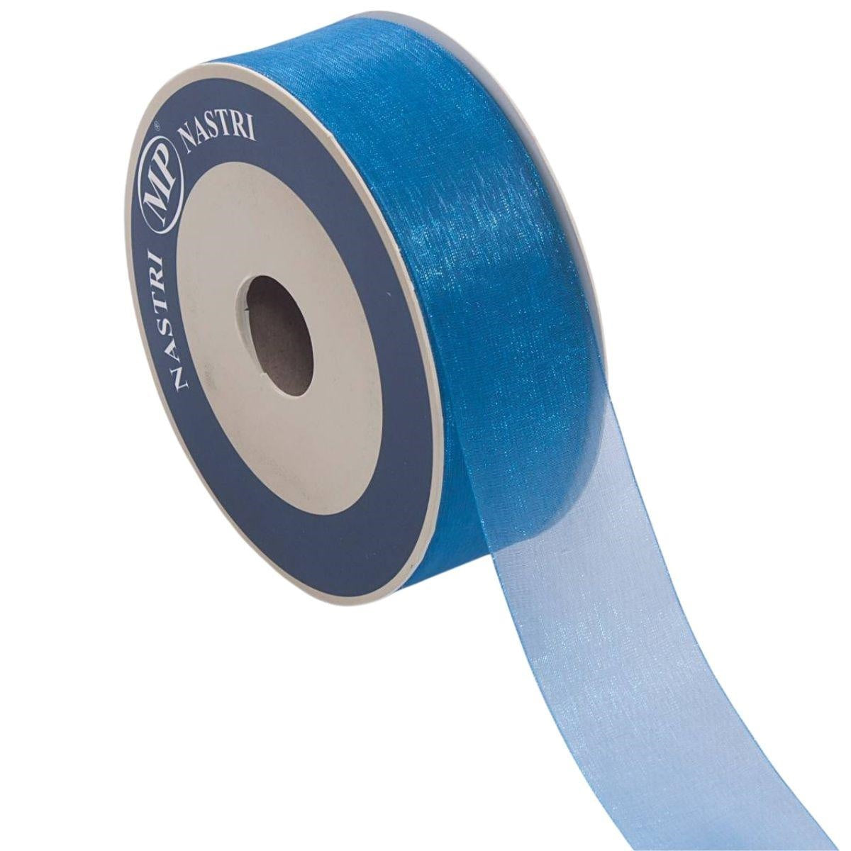 Nastro animato in organza blu, 4 cm x 50 m (kit da 3)